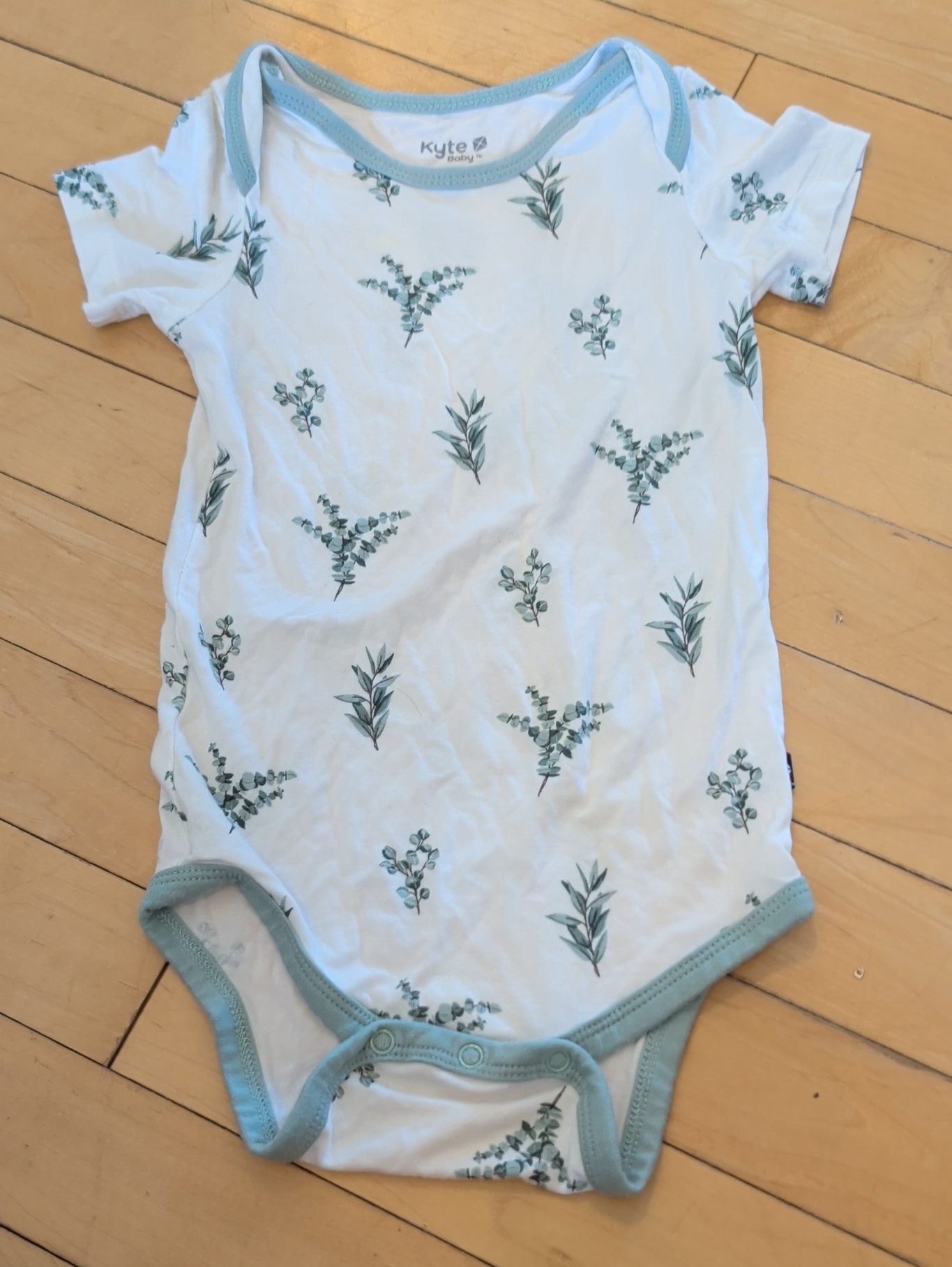 Kyte Baby White One-Piece Bodysuit Onesie Eucalyptus 18-24m
